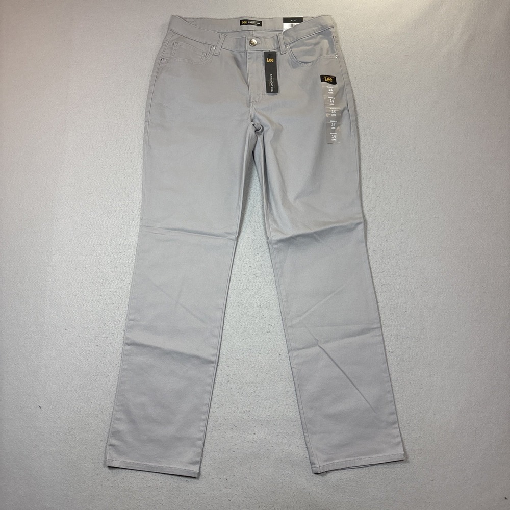 NWT Lee Relaxed Fit Straight Leg Mid Rise‎ Women's Gray Jeans 14 Comfort